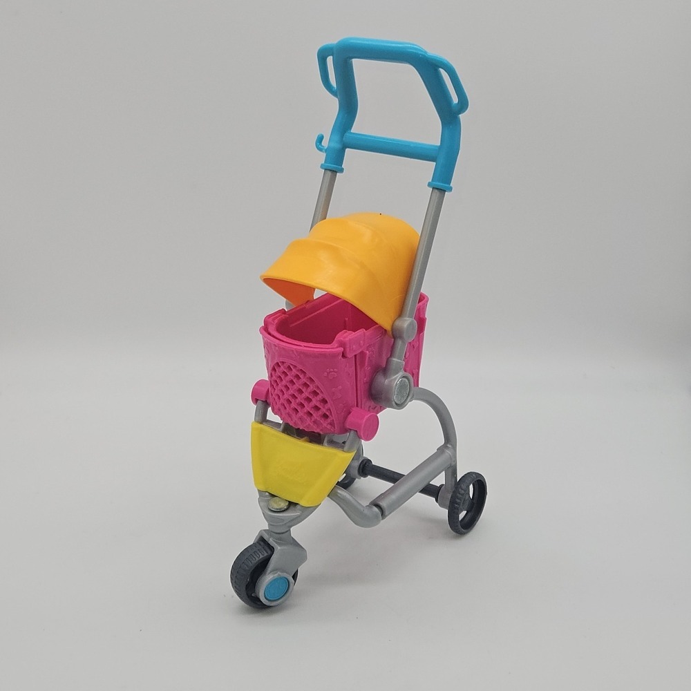 Mattel Barbie Stroll 'n Play Pups Pet Stroller Pink Orange Expandable GHV92 2019